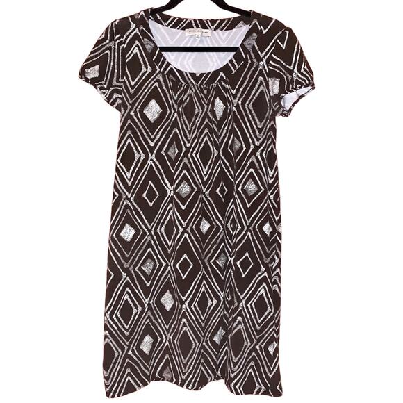 Jones New York Sport Shift Dress Womens Small Brown Geometric AOP - Picture 1 of 4